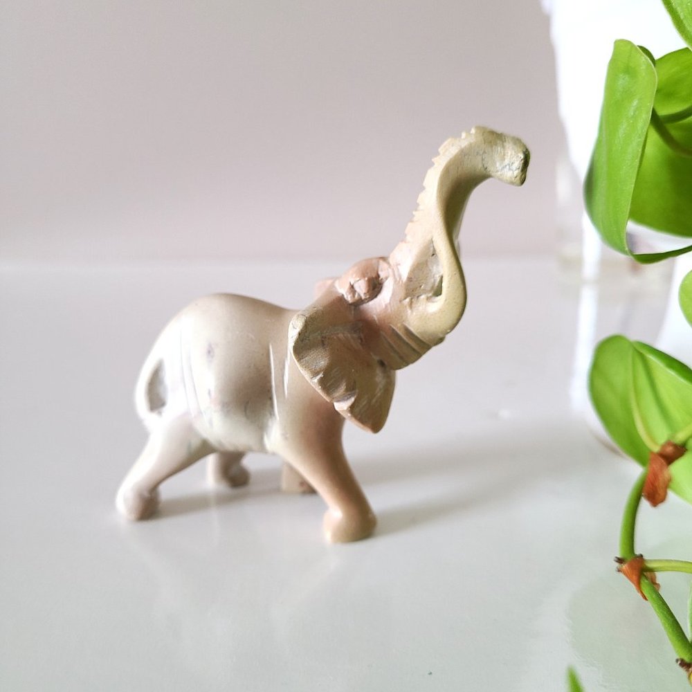 Stone elephant figurine.